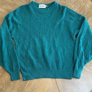 Vintage Steeple Chase Teal Knit Sweater